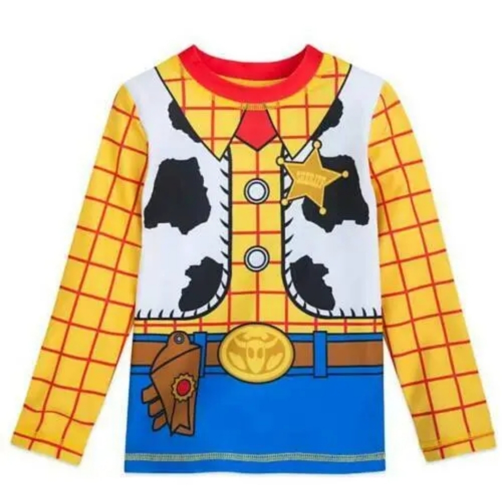 Disney Pixar Sheriff Woody L/S Rash Guard Costume shirt, Size 4